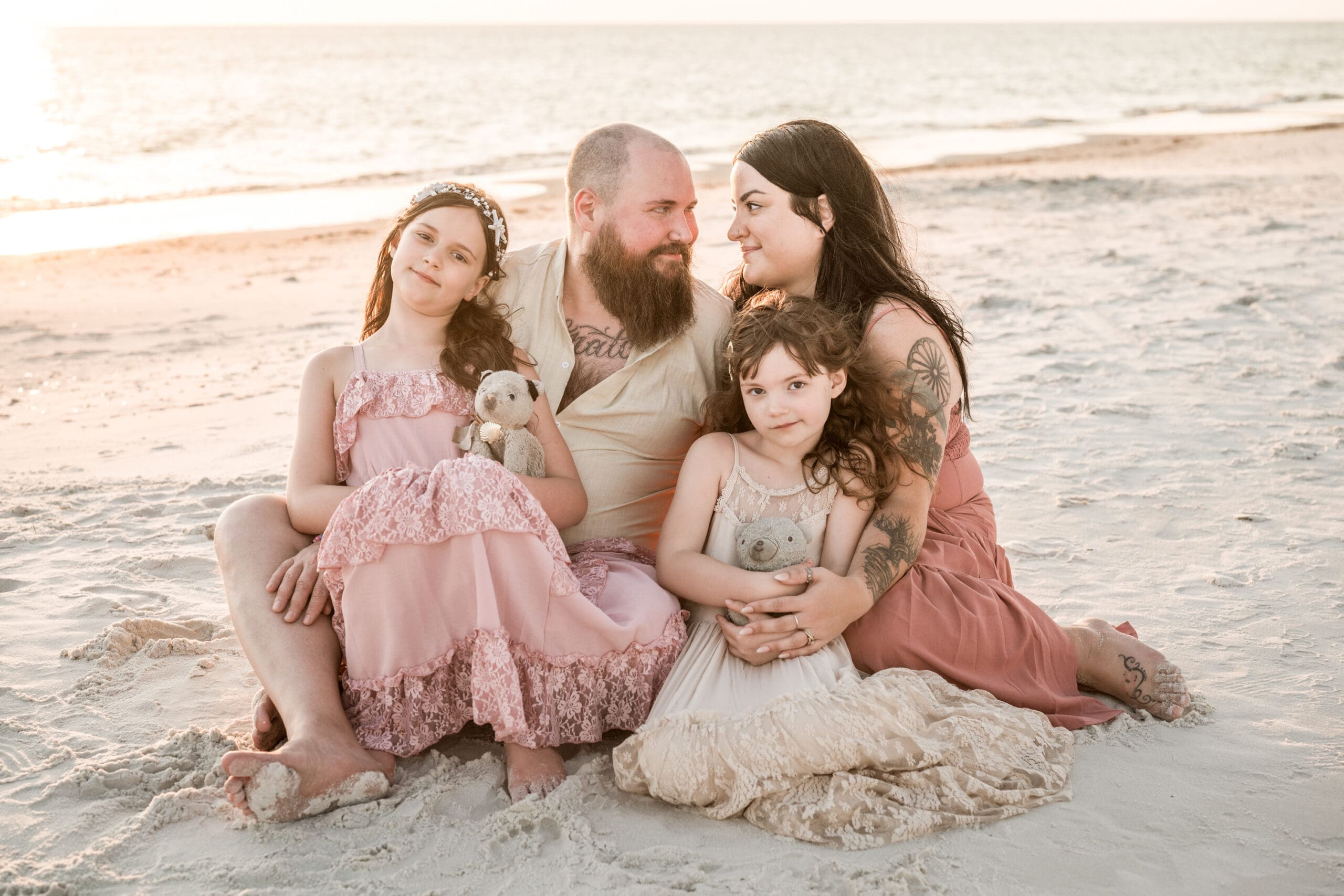 Family beach portrait session at sunset Cape San Blas, near Port St Joe, Florida photographer Aimee V Photography